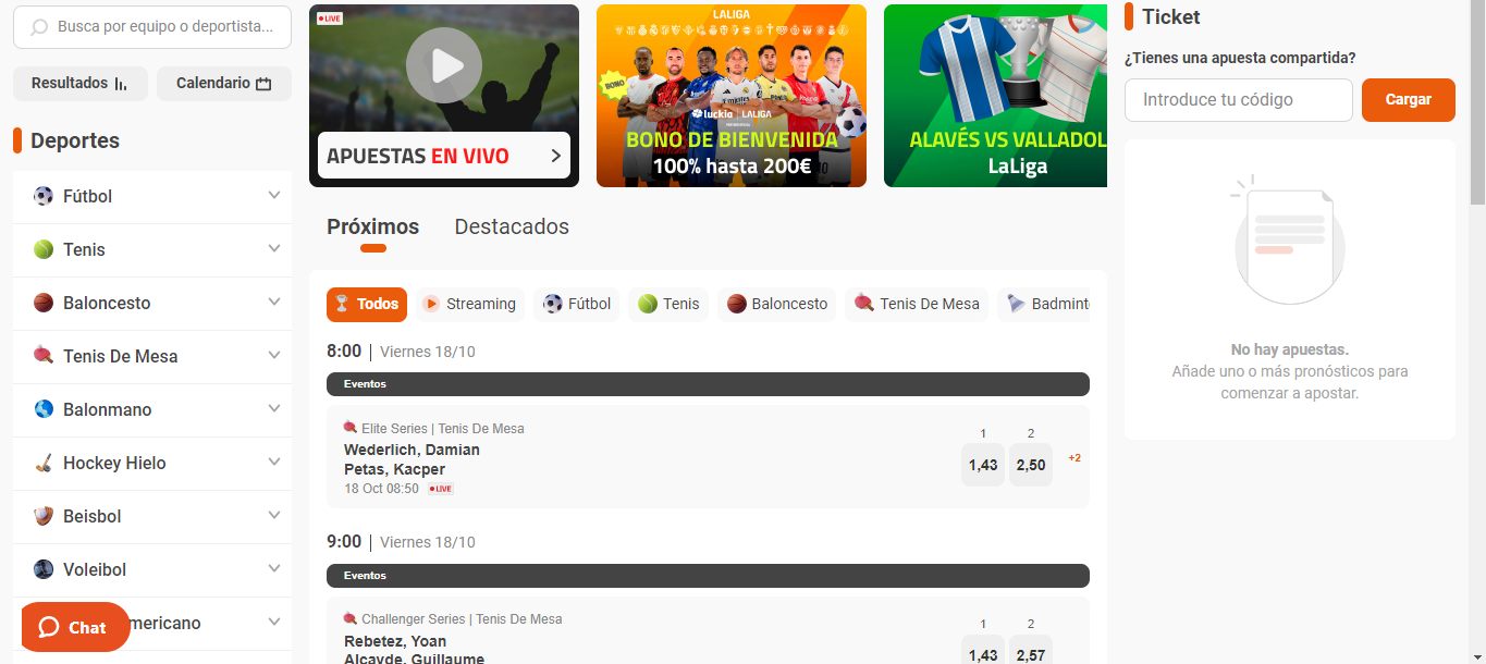 Luckia Bookmaker Sport betting, esmejor.es