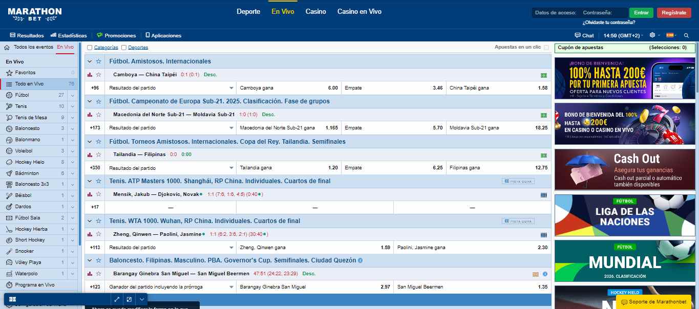 Marathonbet Live Sport Betting, esmejor.es