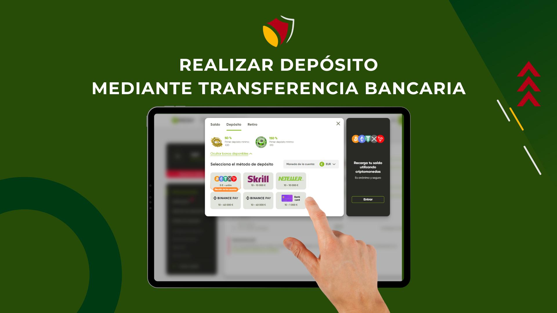 Realizar Depósito mediante transferencia bancaria, esmejor.es