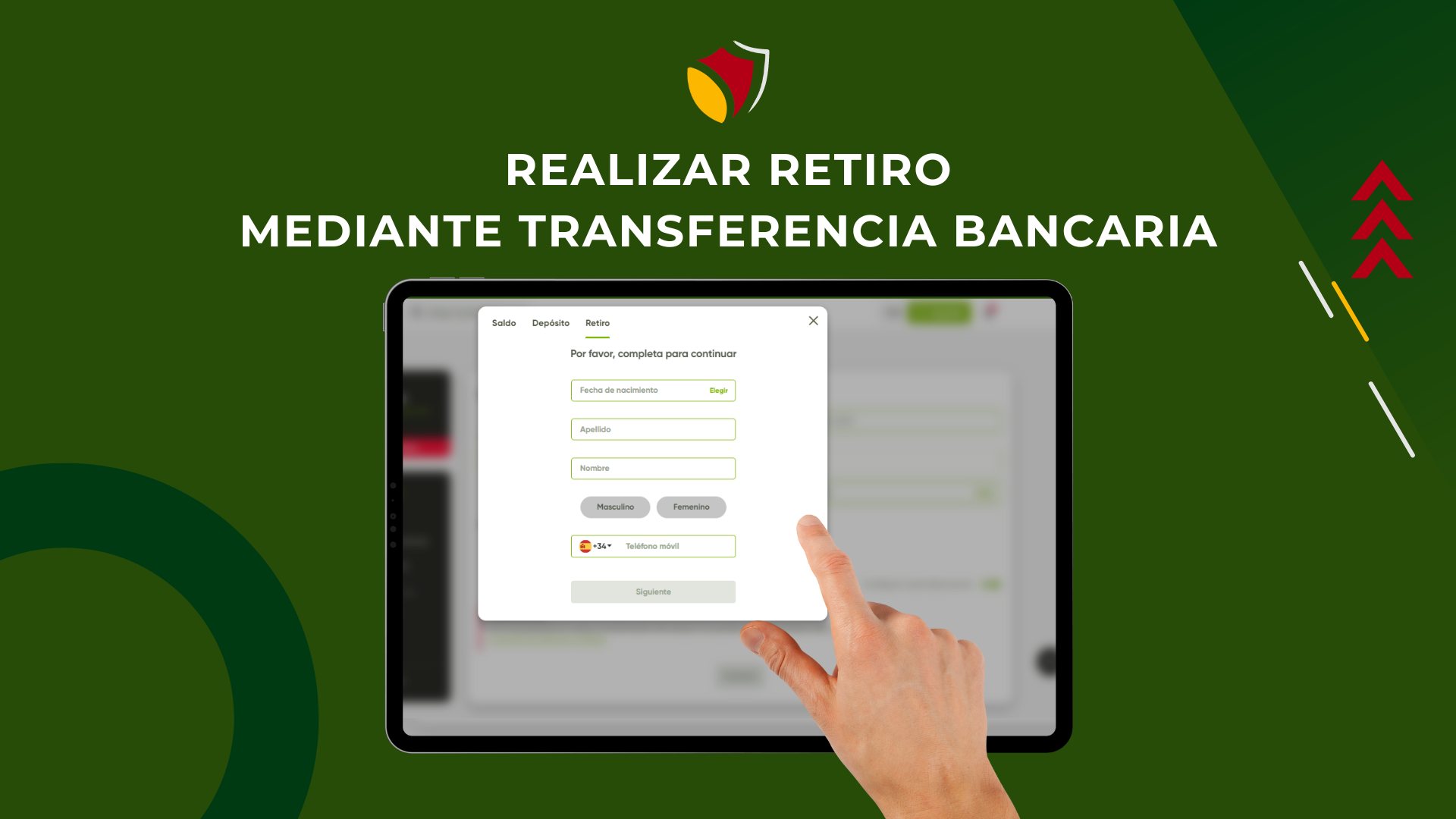 Realizar Retiro mediante transferencia bancaria, esmejor.es