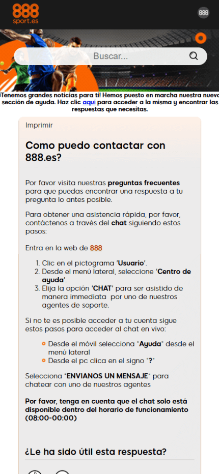 888Sport Support Spain (Mobile screen) esmejor.es
