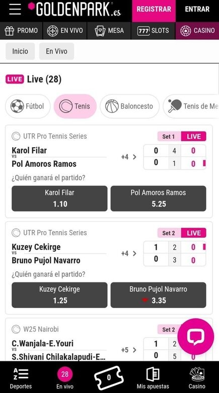 Apuestas en vivo Mobile