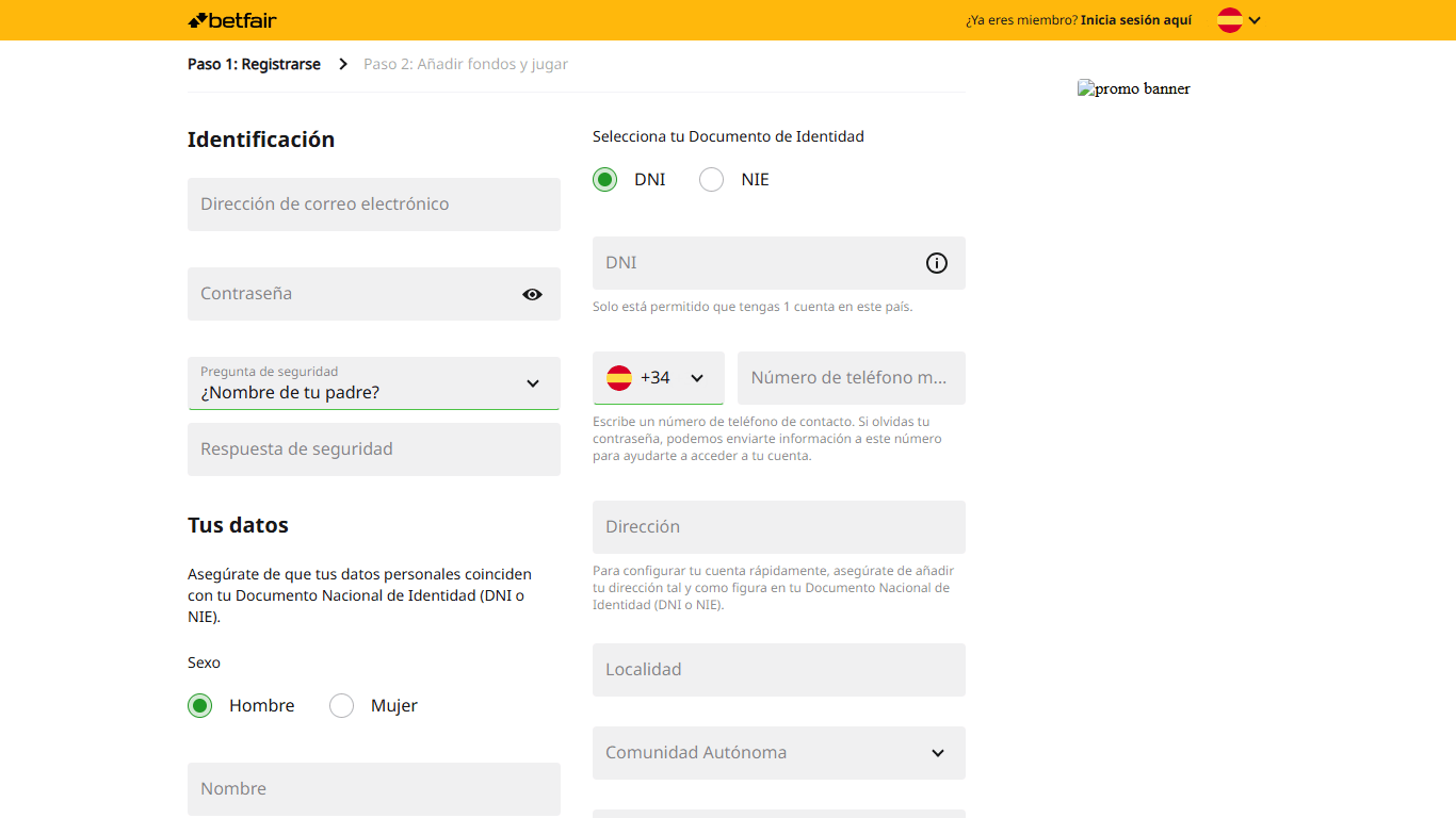 Betsson Registration Spain