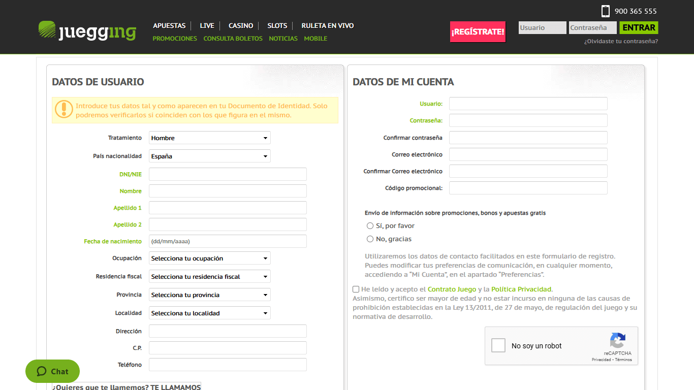 Juegging Registration