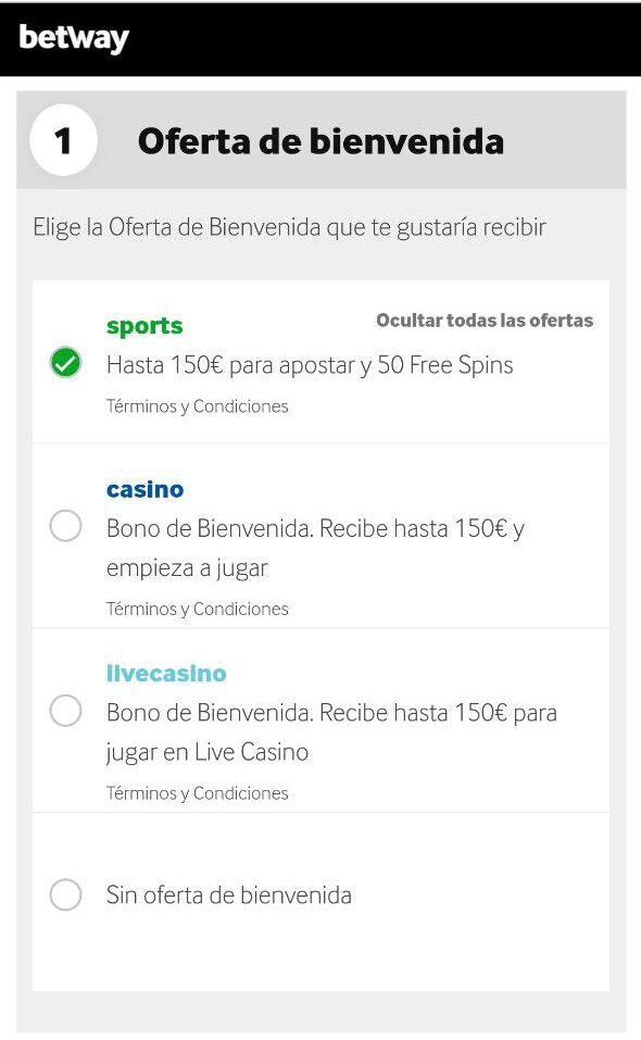 Registro y primeros pasos Betway