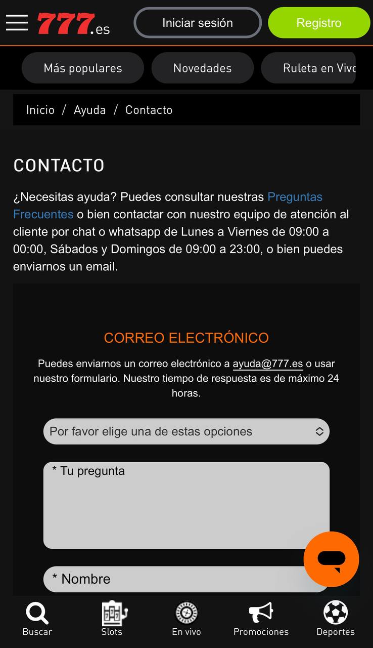 777Casino contacto