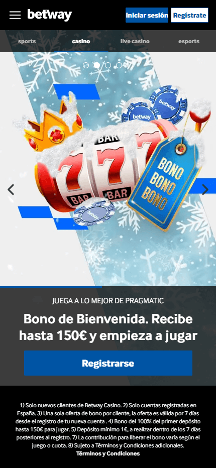 Betway es Casino Spain (Mobile screen)