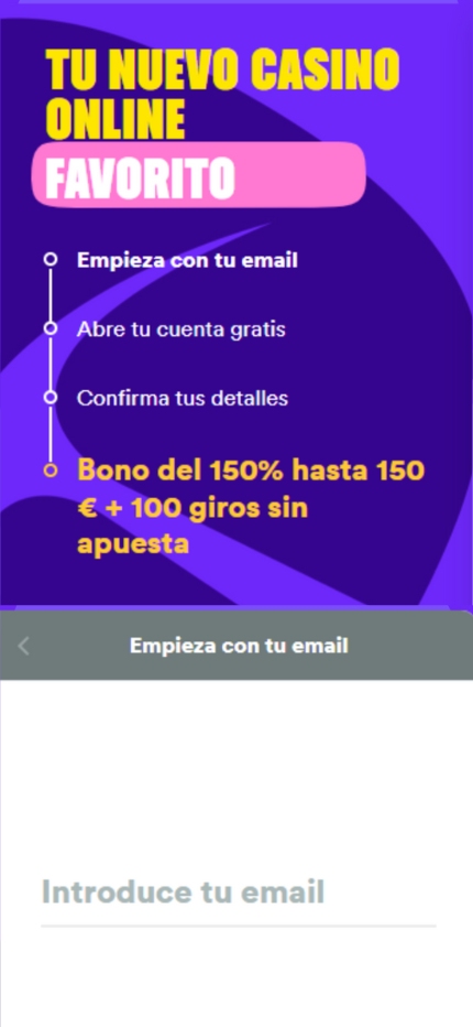 Casumo Register Spain (Mobile screen)