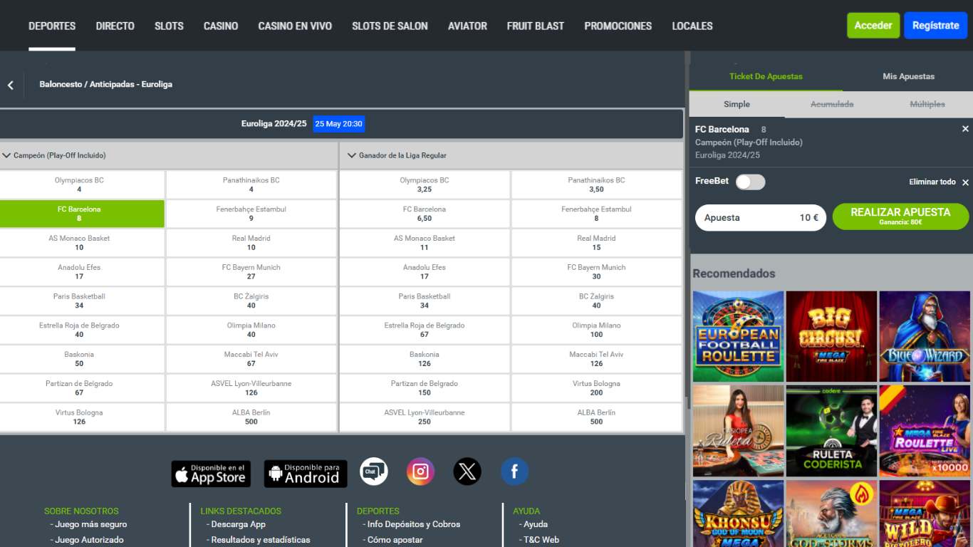 Codere Basketball - Apuestas a largo plazo