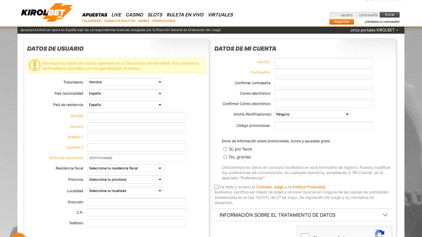 Kirolbet Registration Spain
