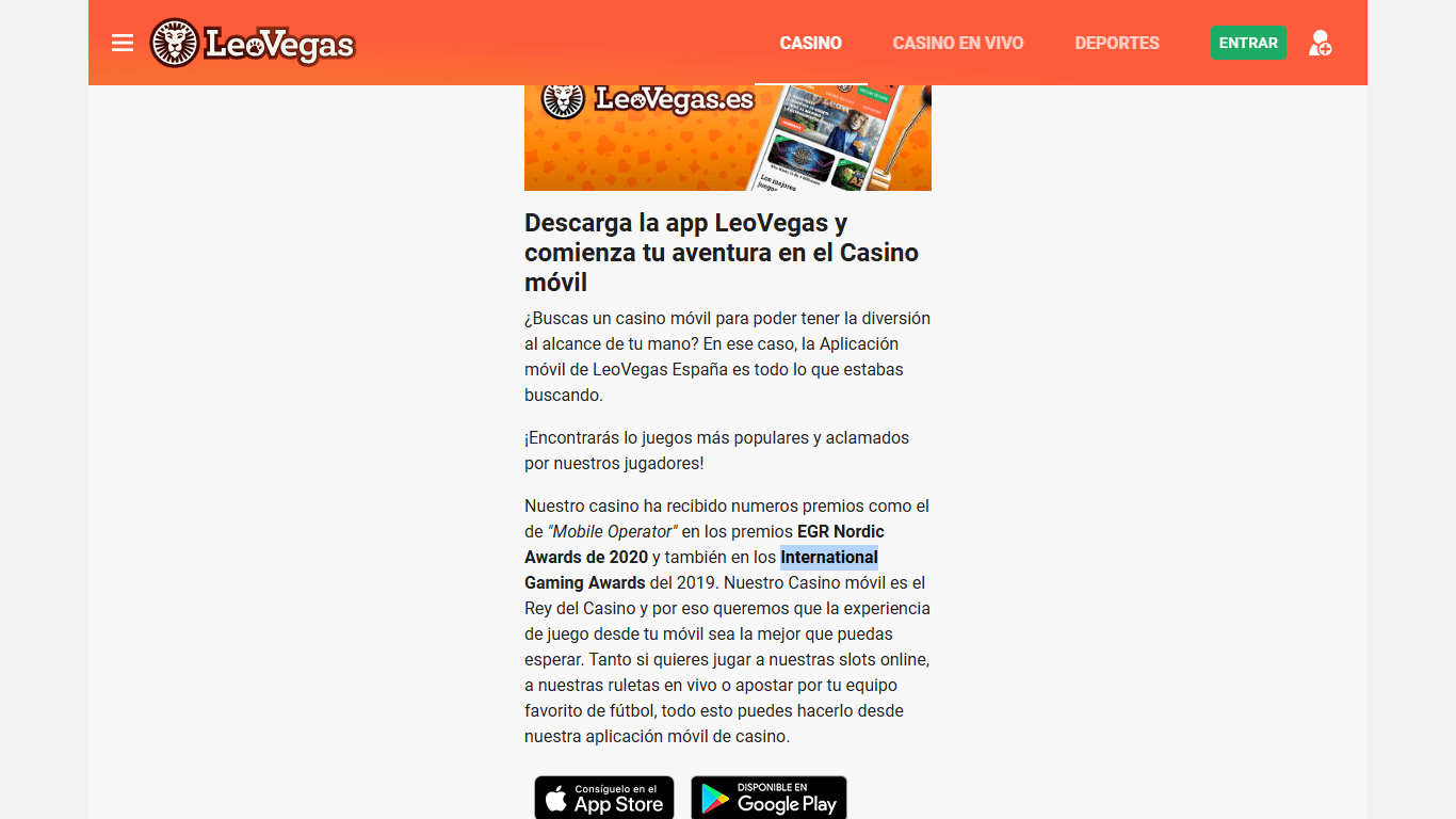 LeoVegas Mobile App Spain