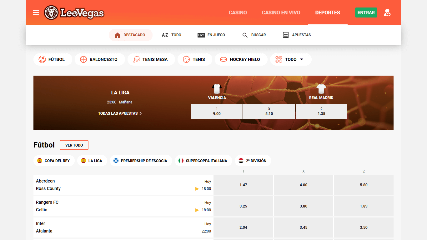 LeoVegas Sport Betting in Spain