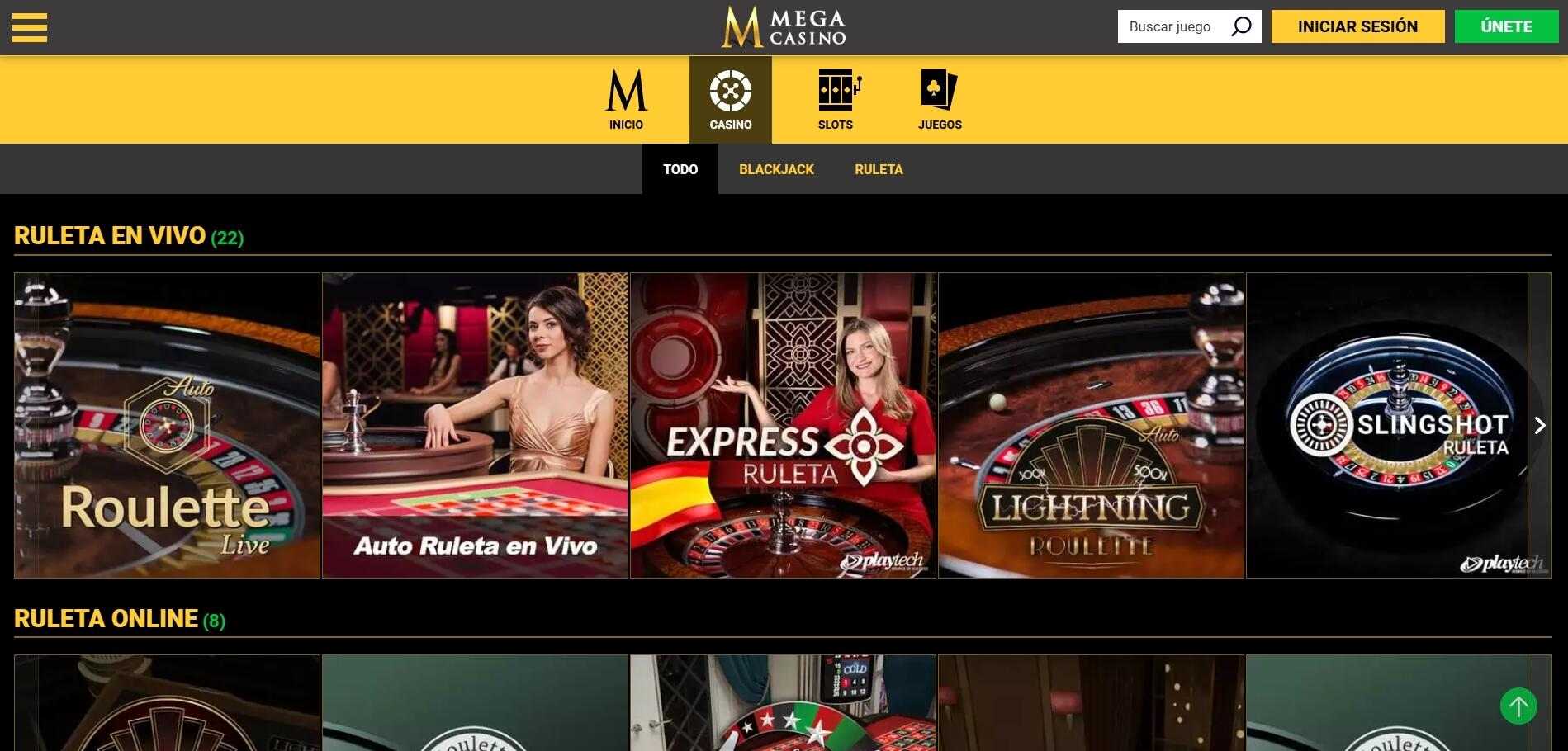 Mega casino en vivo pc