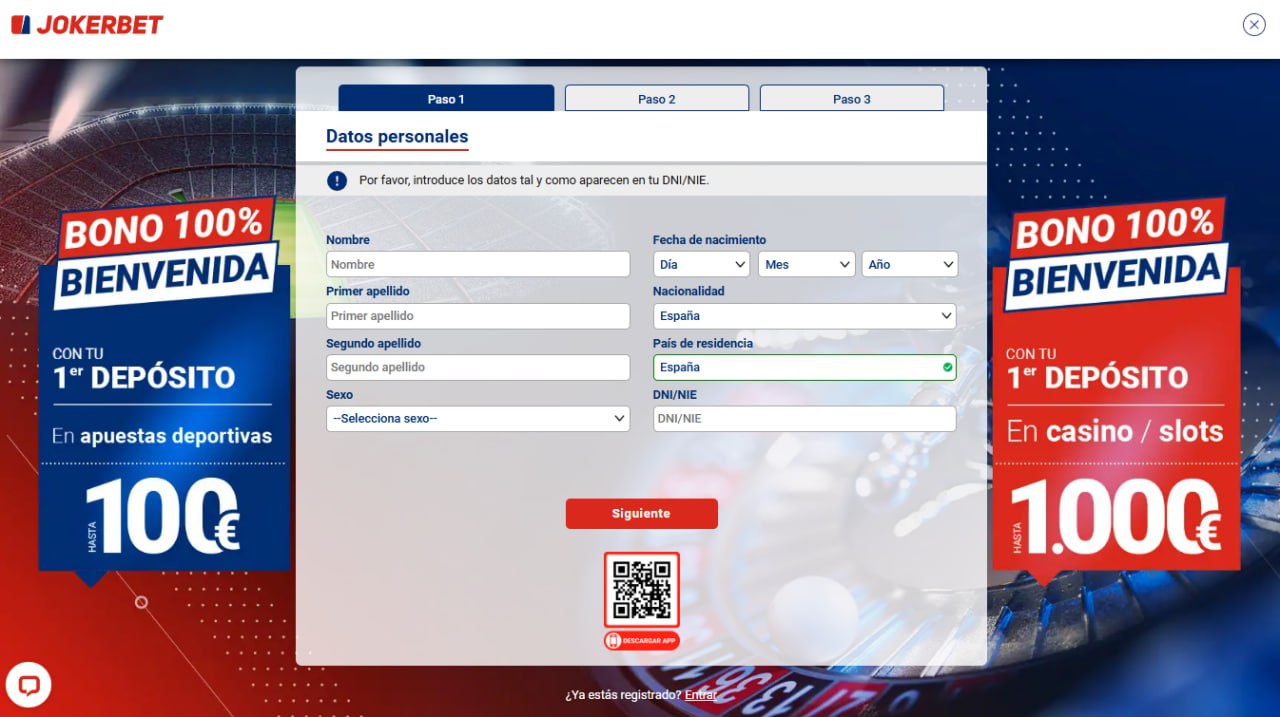 Registro y primero pasos Jokerbet
