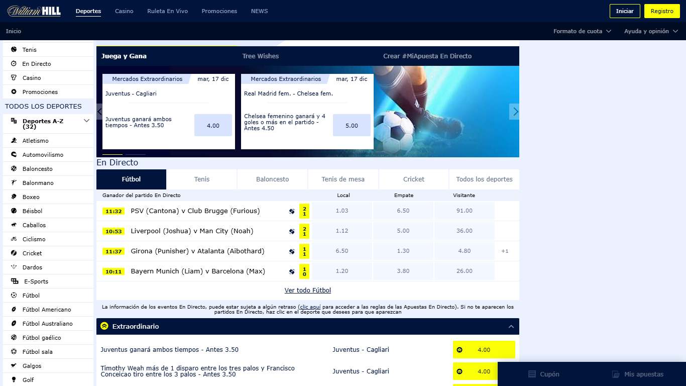 WilliamHill Bookmaker Spain