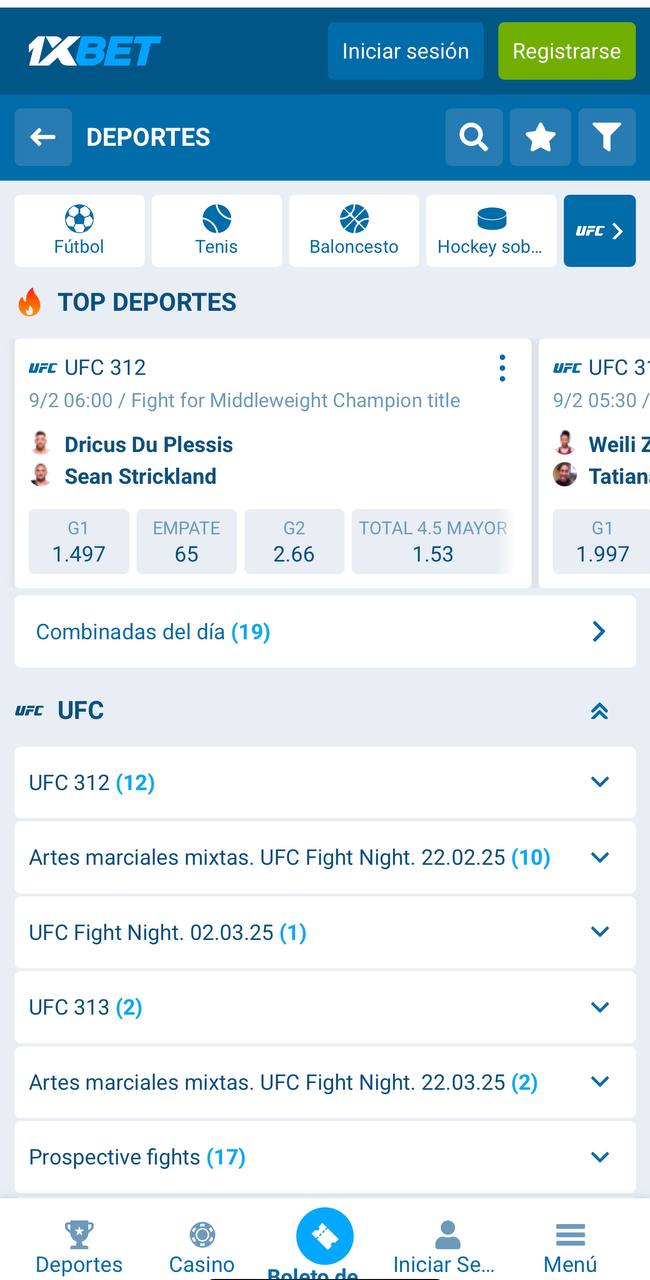 UFC en 1xbet apuestas