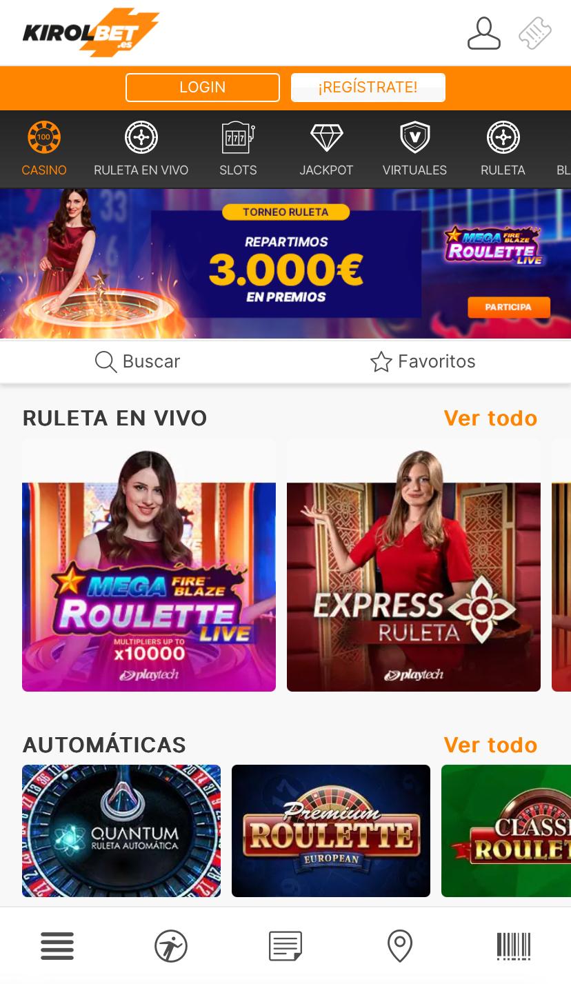 Página principal de Kirolbet Casino