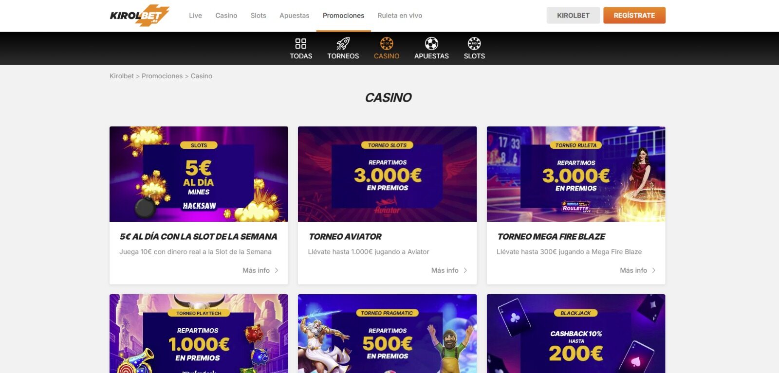 Todas las promociones de Kirolbet Casino