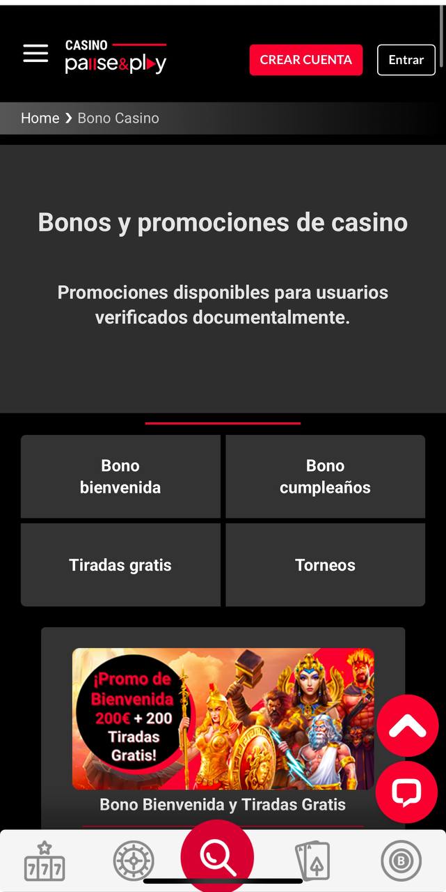 Ofertas y promociones en Pause and Play Casino