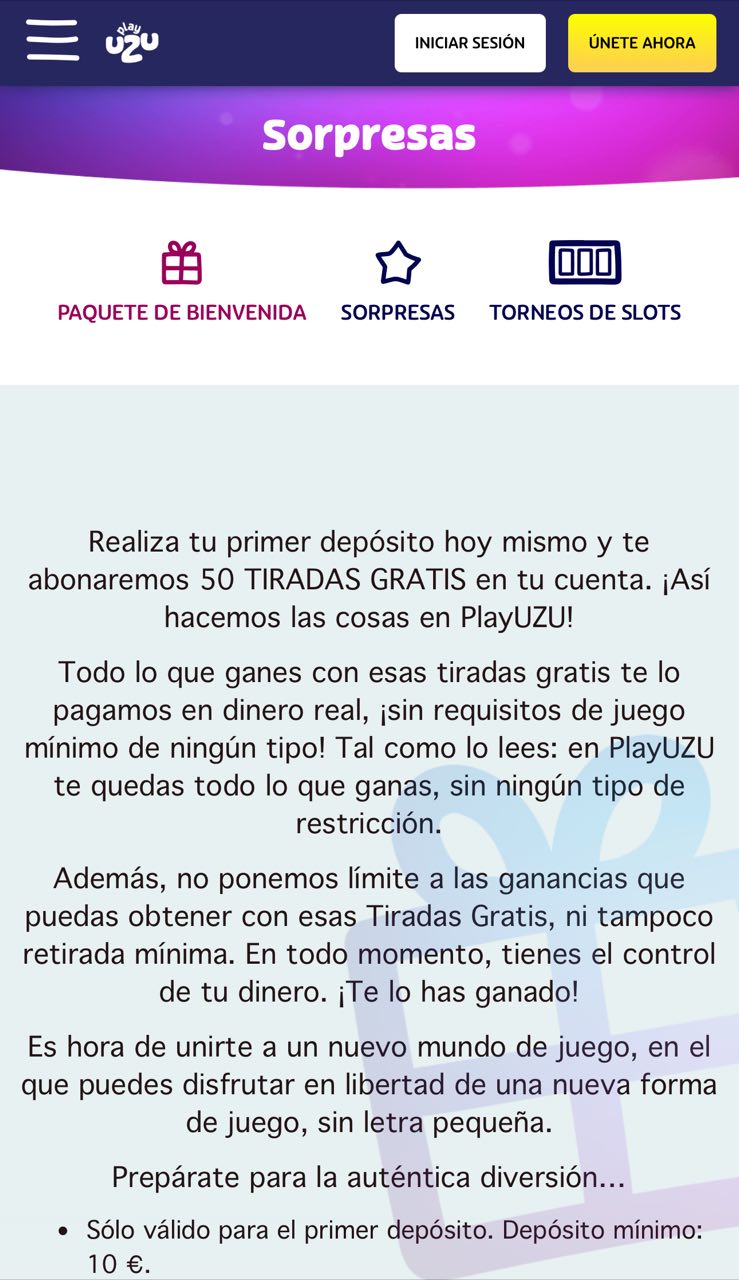 Promociones en PlayUZU Casino