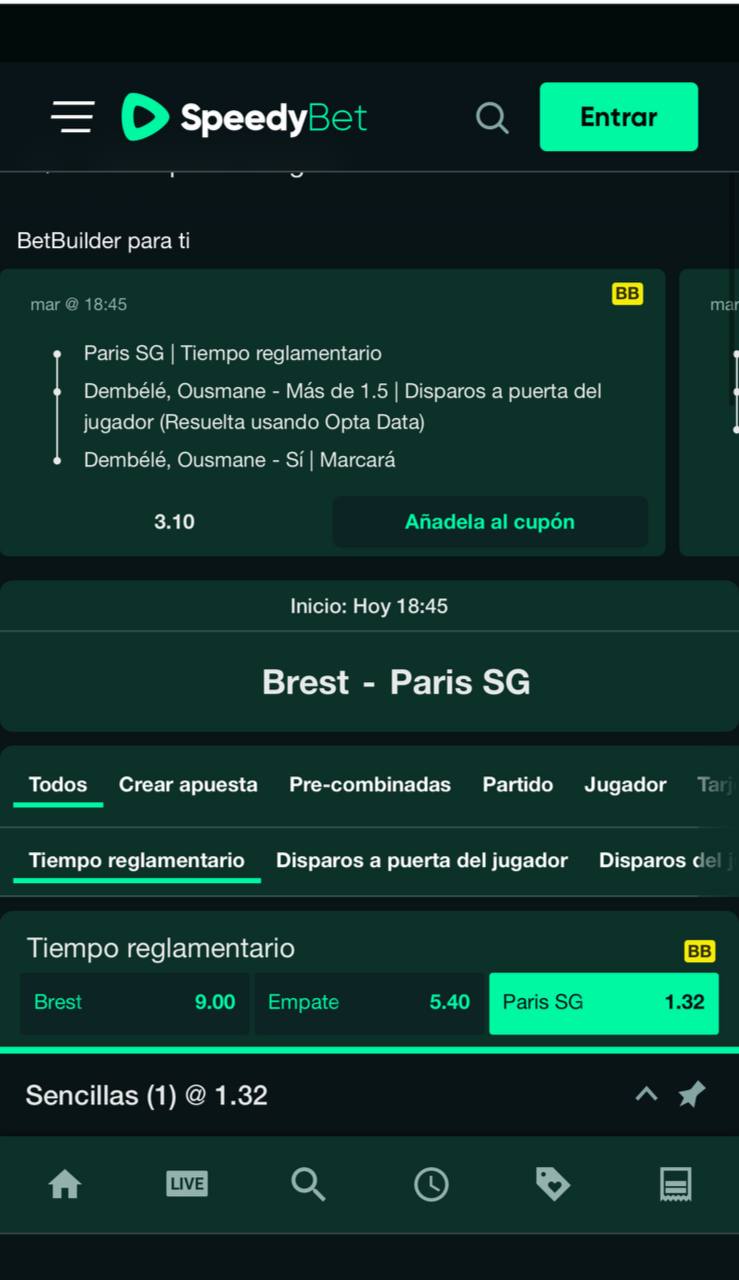 Sección de fútbol en Speedybet Apuestas