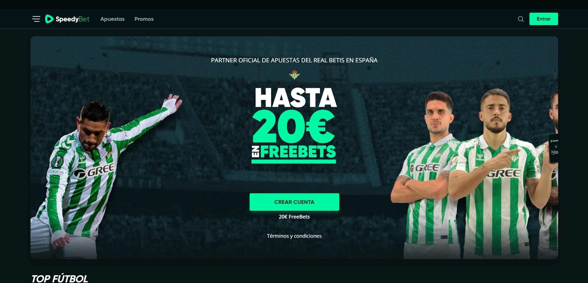 Homepage de Speedybet Apuestas